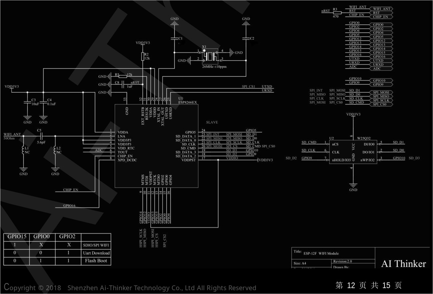 ESP12-E/F module schematic