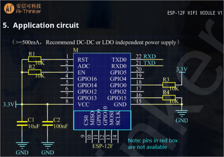ESP12-E/F resistor configuration